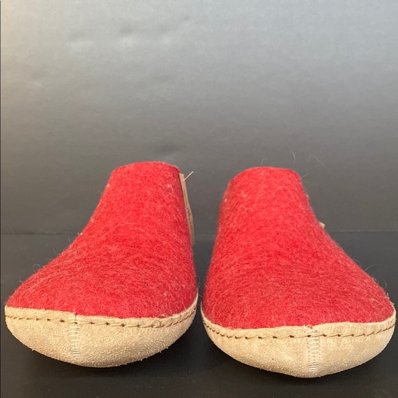 Glerups Natural Felted Wool Slip On Leather Sole Slippers Red Size 42 US W11 M9 - Picture 10 of 11
